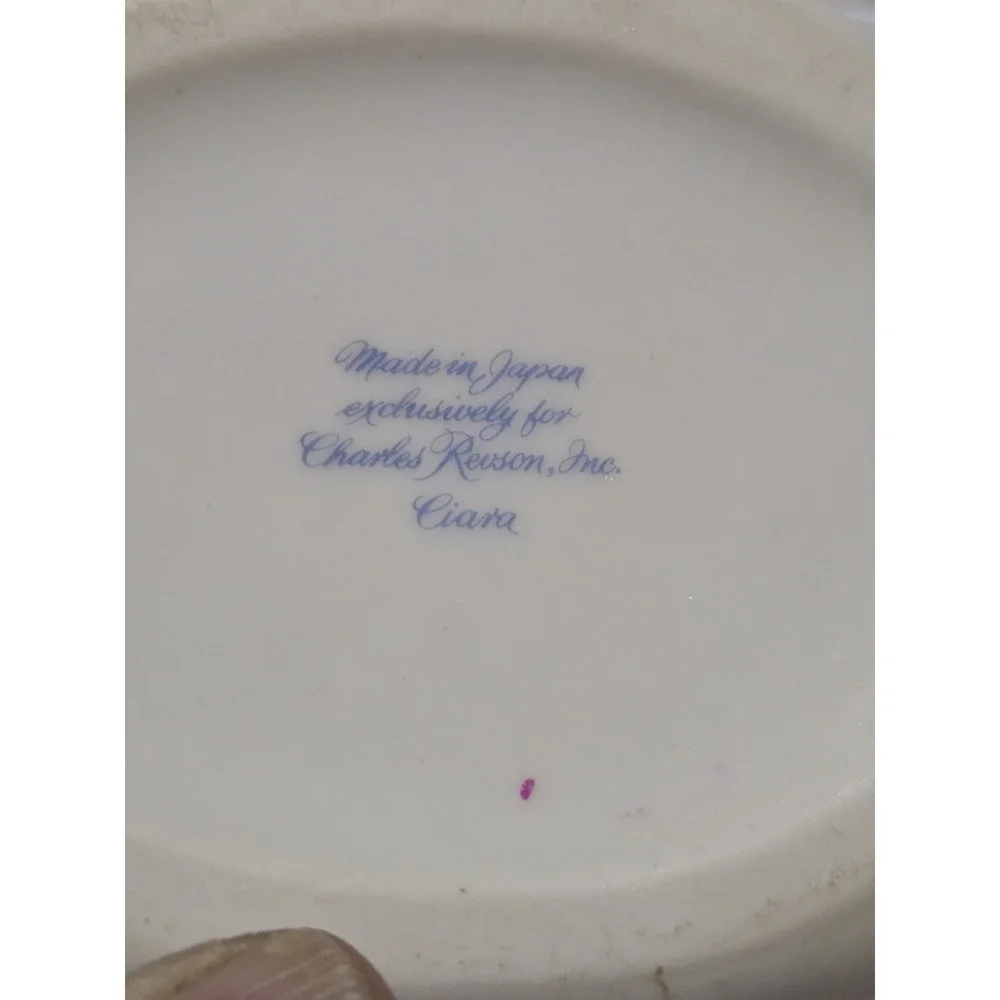 Vintage Charles Revson Inc Ciara Porcelain Egg Trinket Dish Featuring butterflie